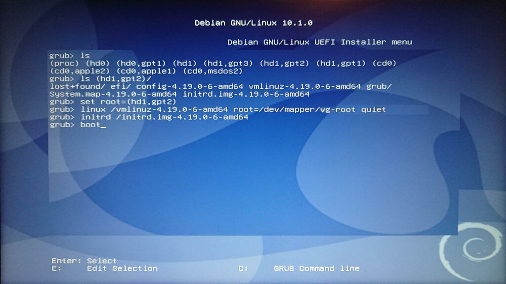 booting from grub command line