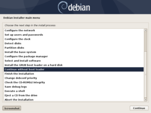 Debian installer main menu
